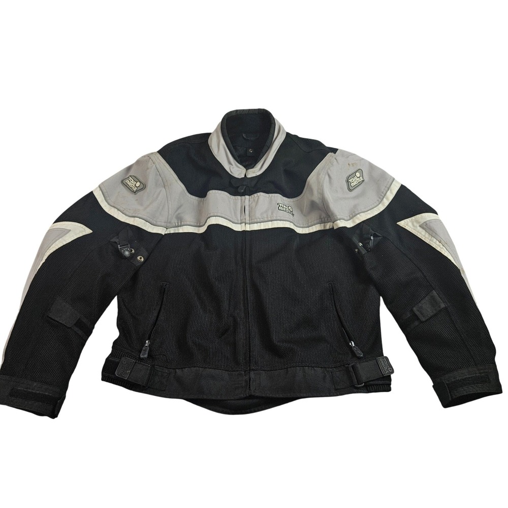 Tour Master Draft Motorcycle Jacket Mens L Size 44 Black Gray Mesh Armored Biker